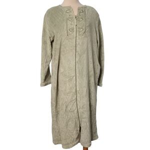 Vintage Oscar Dela Renta Full Zip Night Robe Maxi Mint Green Small/Medium